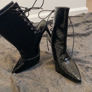 Fashion Nova Black Booties Lace up Back